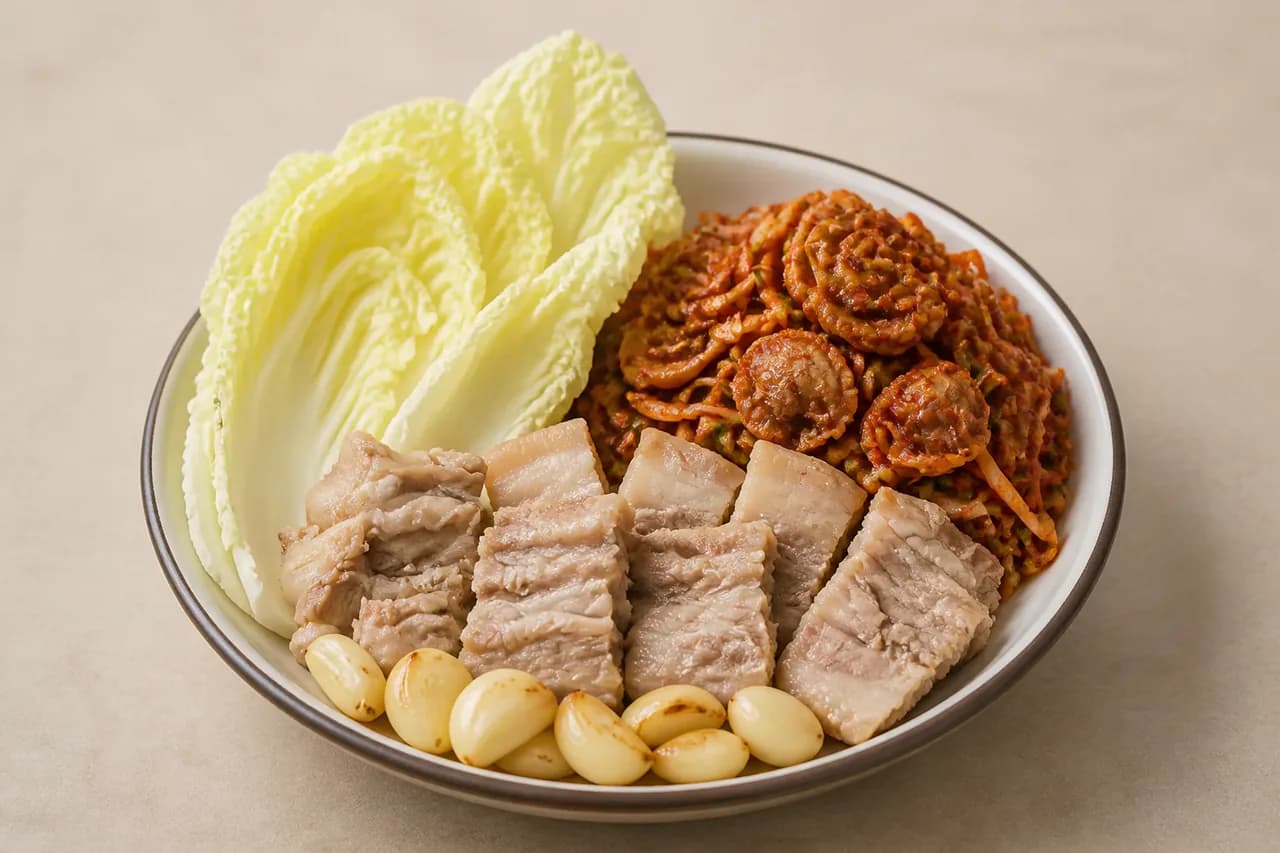 골뱅이무침과 삼겹살수육 완성 사진