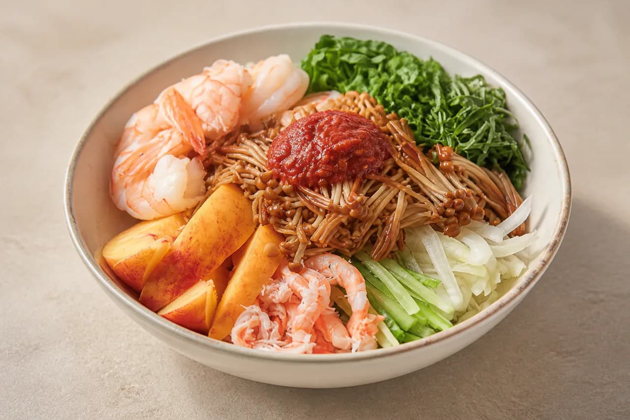 황금팽이 비빔국수 완성 사진