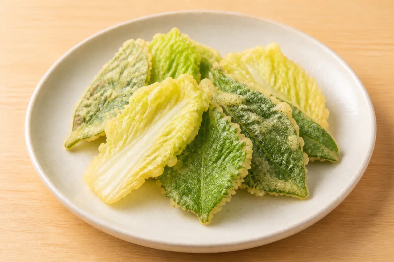 잎채소튀김 완성 사진