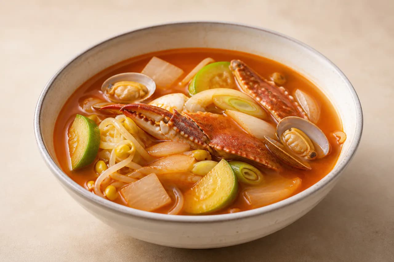 꽃게바지락찌개の完成写真