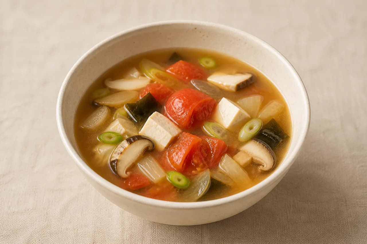 토마토 미소 된장국 완성 사진